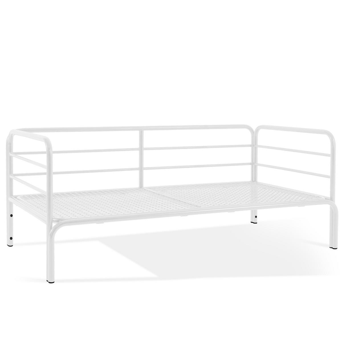 GARTENSOFA RAMBE 2-Personen mit Kissen, Weiß - Weiß/Hellblau, Textil/Metall (150/80/80cm) - KONSIMO®