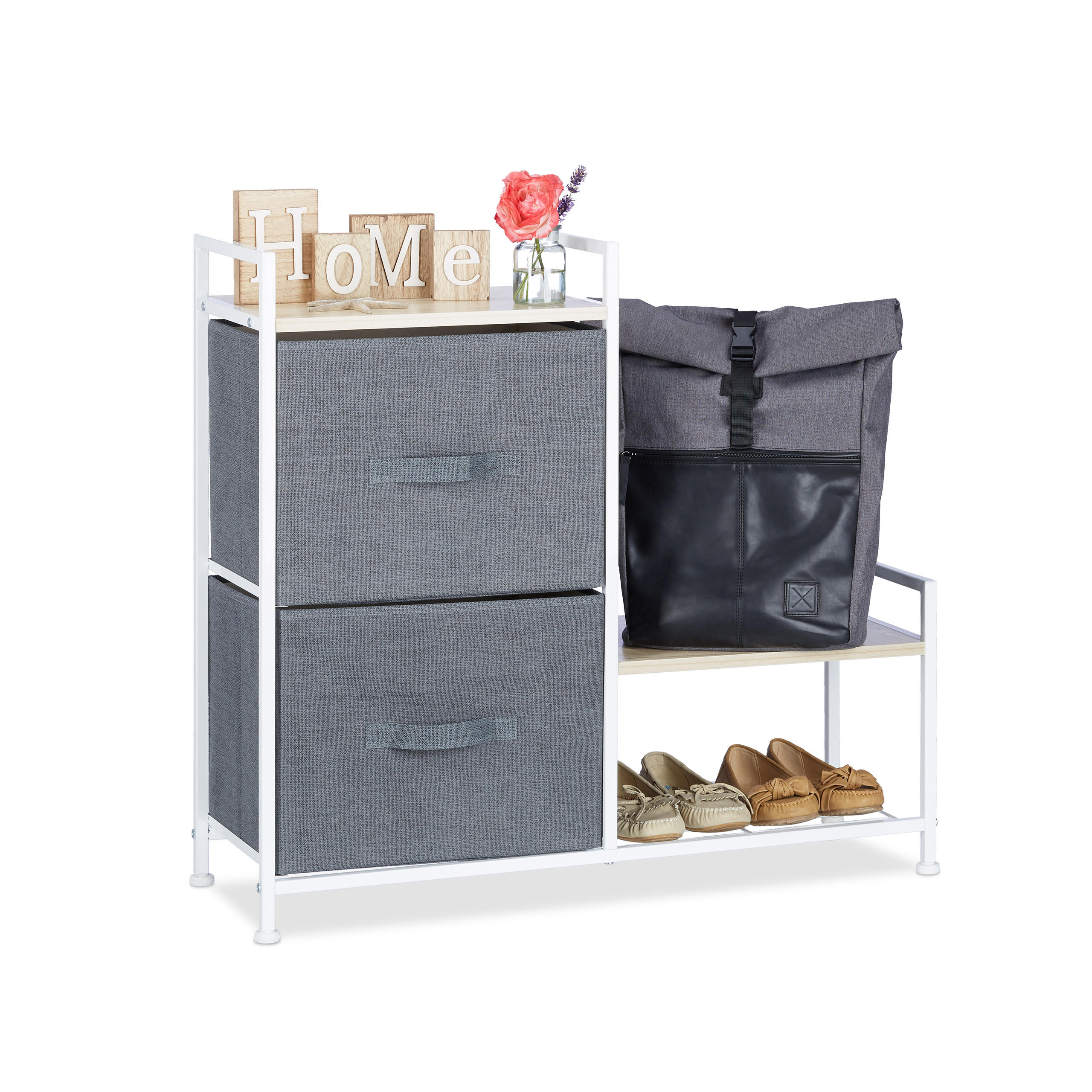 REGALSYSTEM - Grau, Holzwerkstoff/Textil (84/76/29cm) - Relaxdays