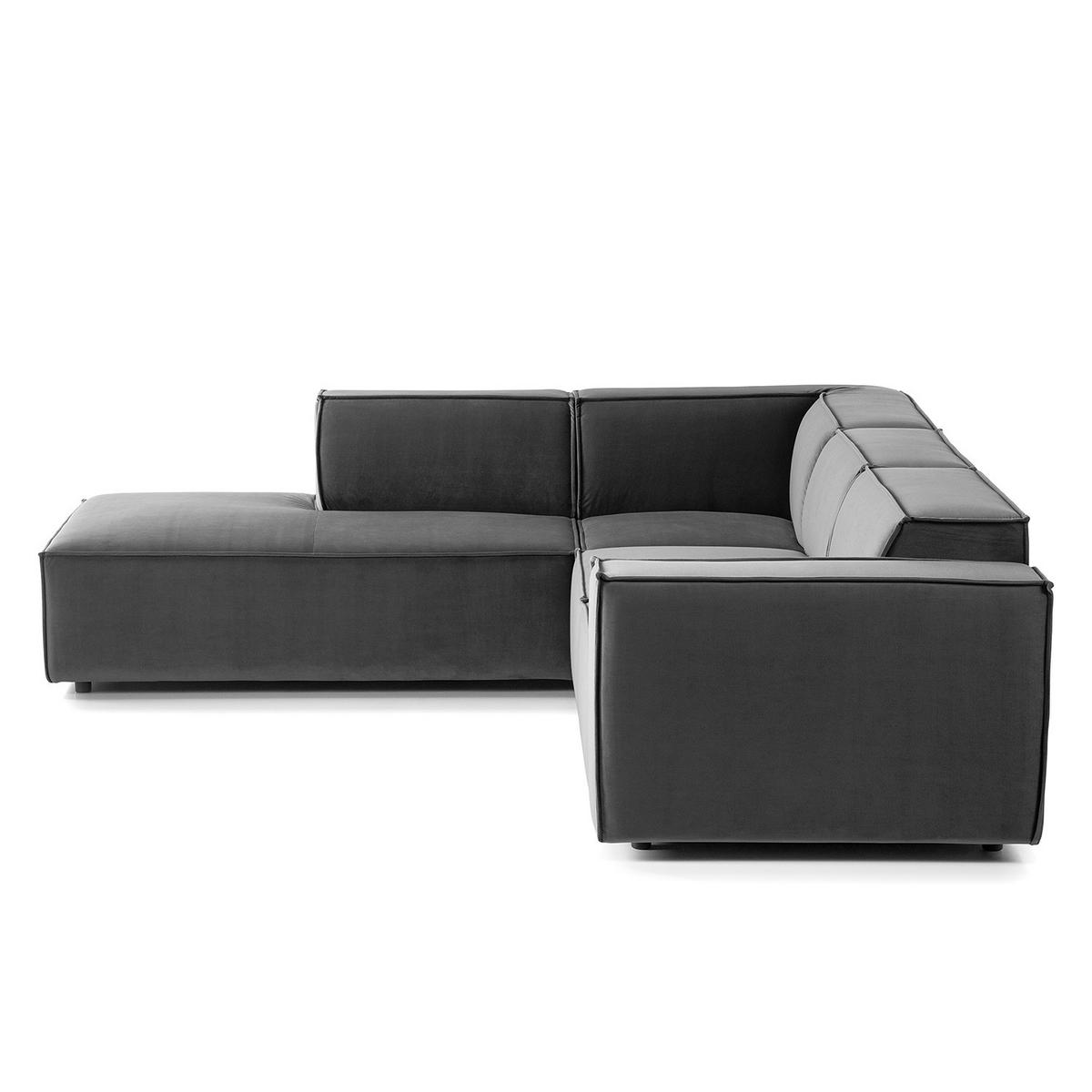 ECKSOFA mit Ottomane - Schwarz/Grau, Kunststoff/Textil (260/234cm) - home24