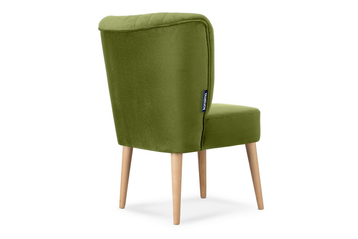 COCKTAILSESSEL DUCO auf hohen Beinen, Olive/Buche - Buchefarben/Olivgrün, Holz/Textil (63/89/65cm) - KONSIMO®