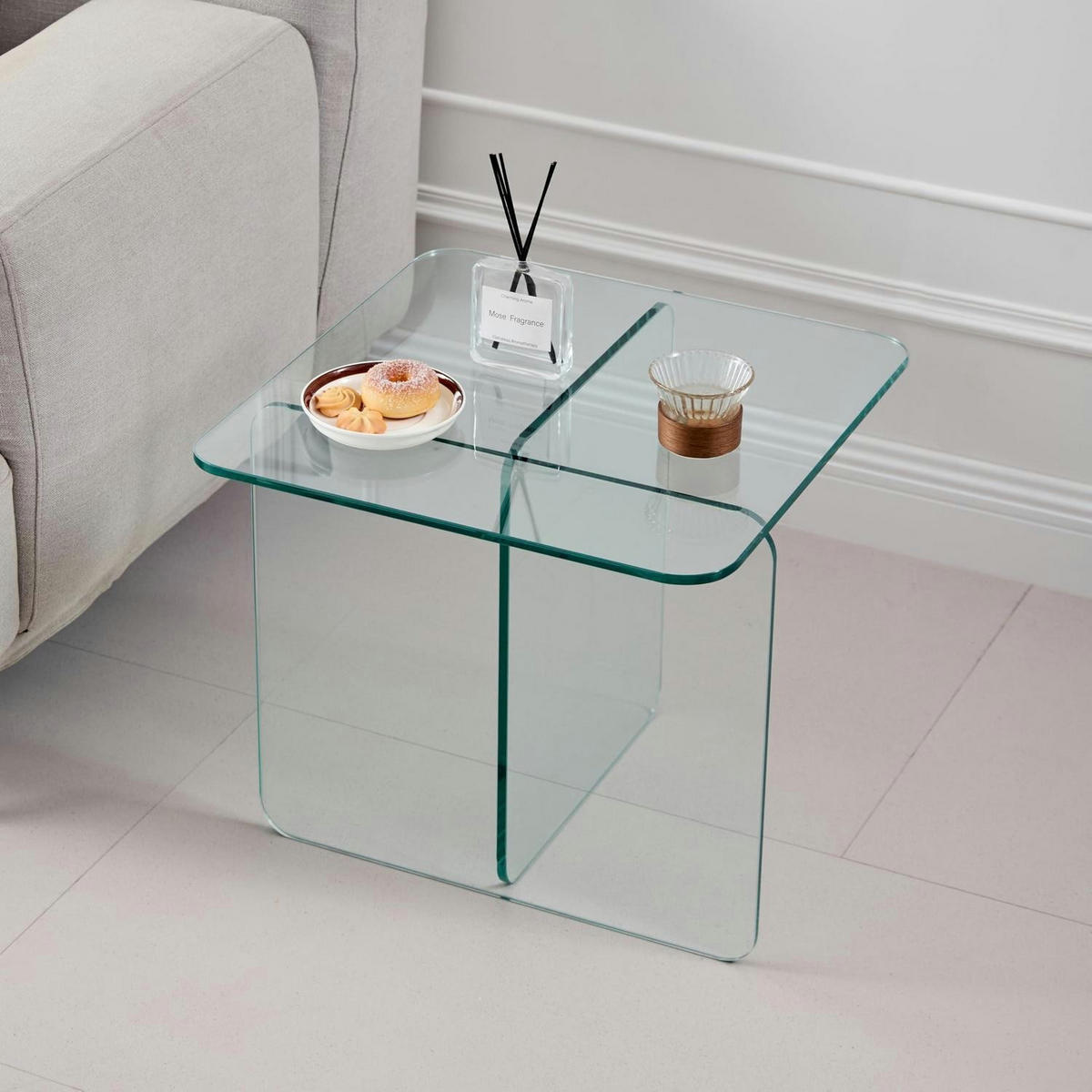 BEISTELLTISCH Glas Braun Getönt 45x45x41cm - Transparent, Glas (45/45/41cm)