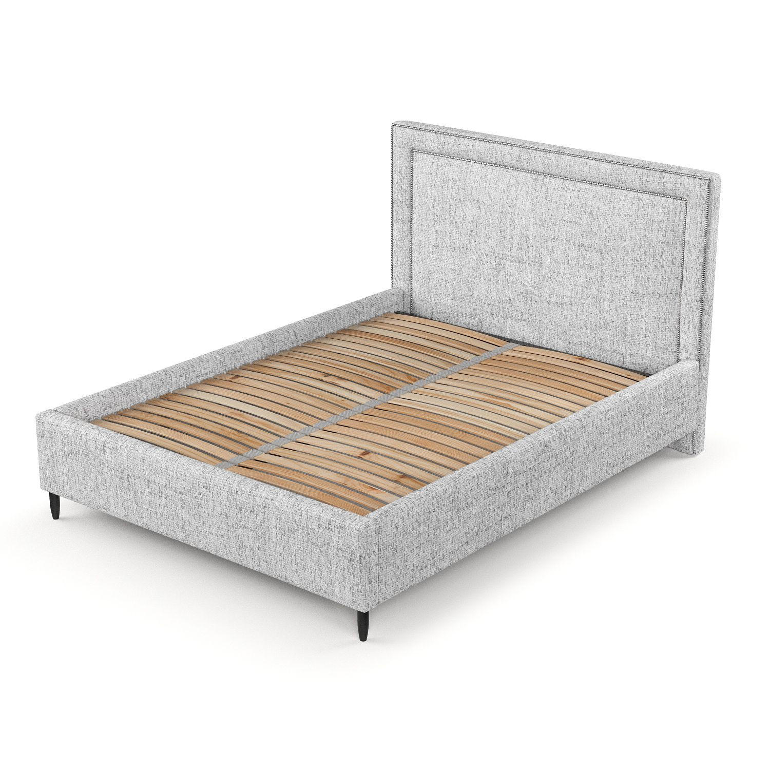 POLSTERBETT Baleine Hellgrau 140/200 cm im Webstoff - Hellgrau/Schwarz, Holz/Holzwerkstoff (140/200cm) - Maison de Reve