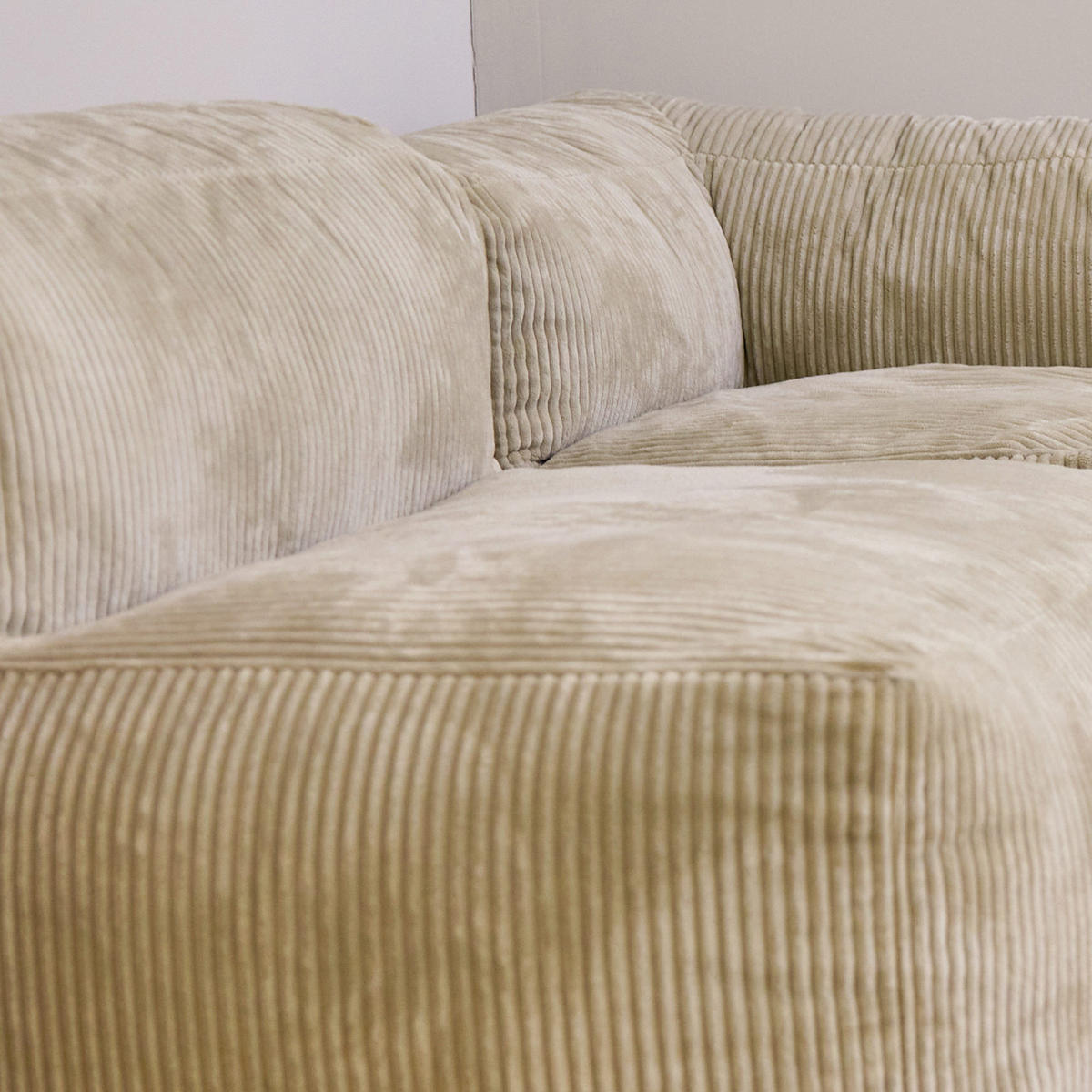 SITZSACK-SOFA 4-tlg. ZEN: Ecksessel, 2 Sessel, Fußstütze - Beige, Textil (500/68/100cm) - icon
