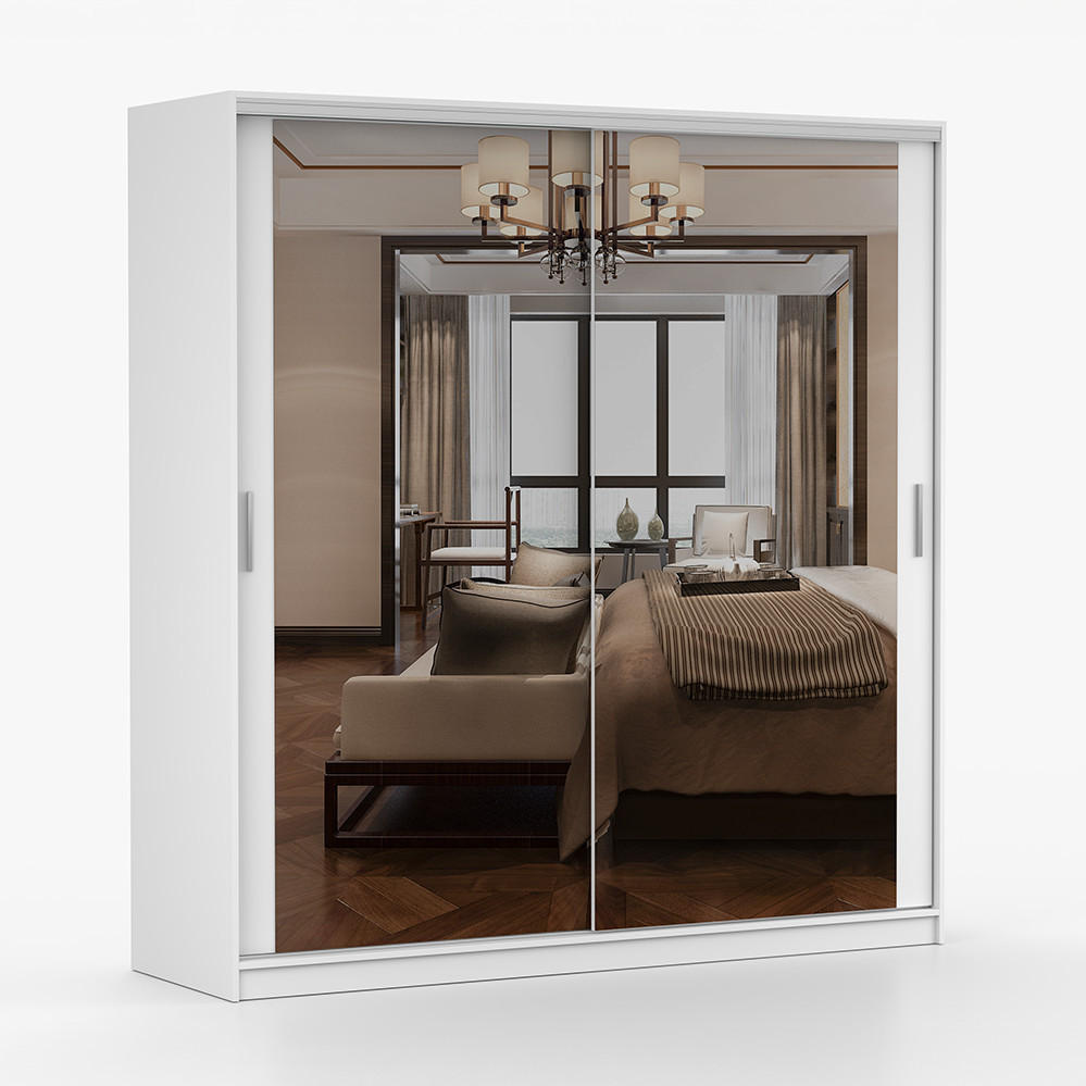 imoebel24 Kleiderschrank Weiß 203x58x215 cm