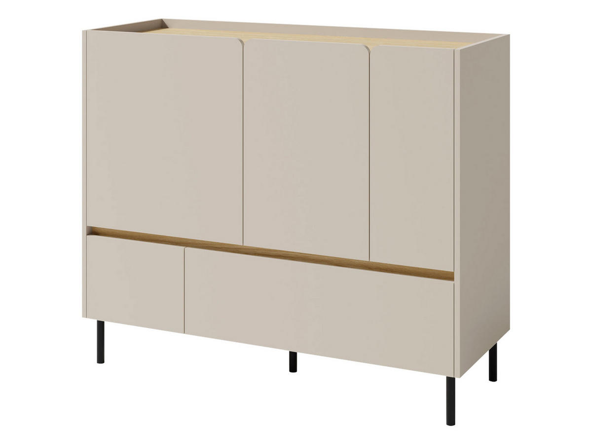 KOMBIKOMMODE Luca LC08 - Sandfarben/Schwarz, Holzwerkstoff/Metall (120/105/40cm) - MIRJAN24