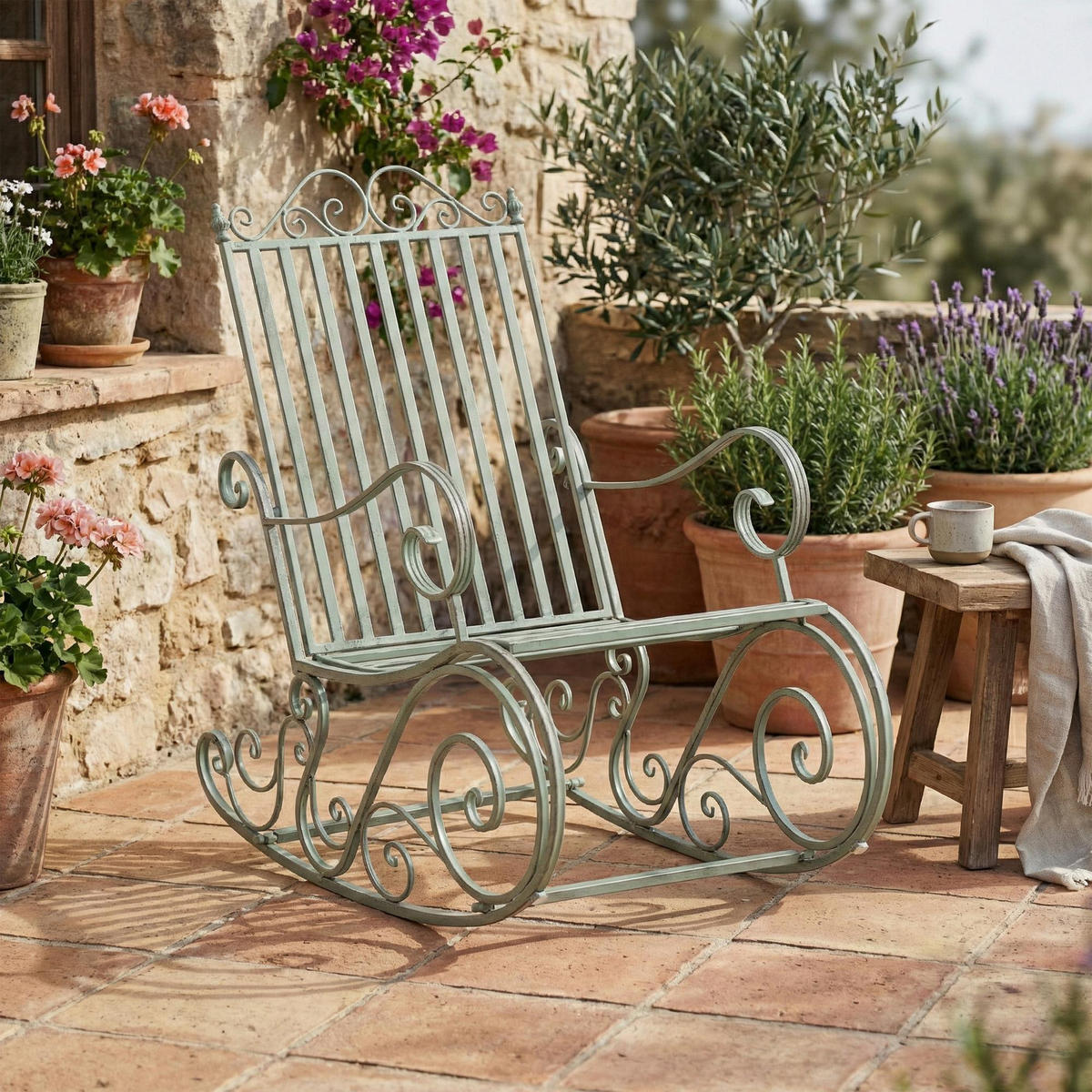 GARTENSCHAUKELSTUHL Metall Antik-Grün - Grün, Metall (56/94/90cm) - CLP