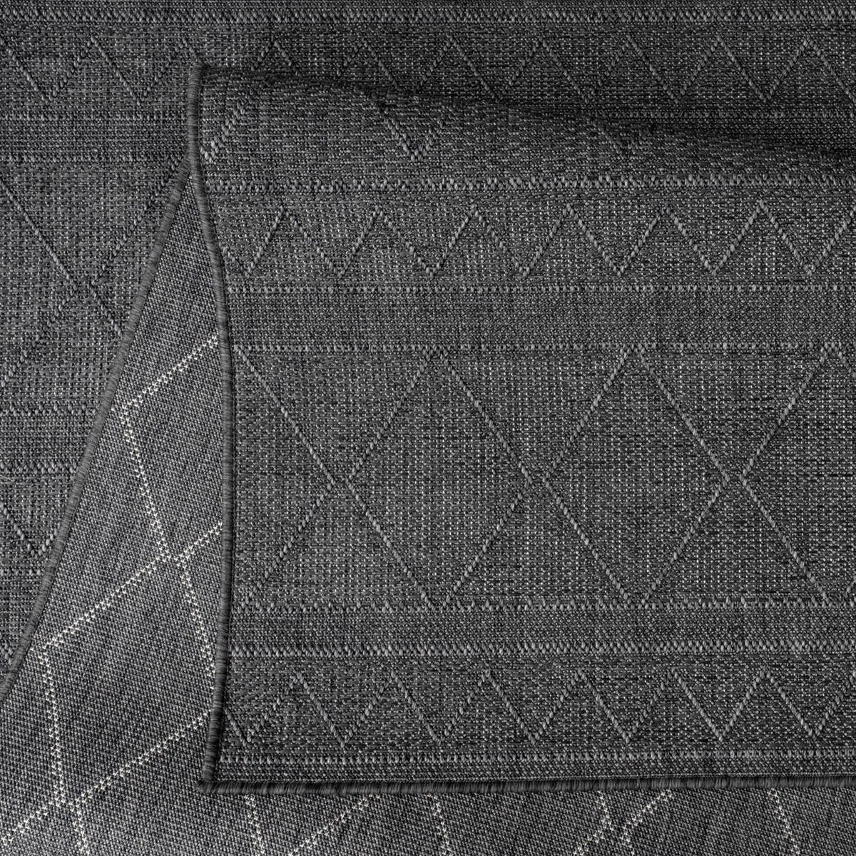 FLACHWEBTEPPICH, mit Rautenmuster, aus Polypropylen, Anthrazit, 300 x 400 cm - Anthrazit, Textil (300/400cm) - KADIMA DESIGN