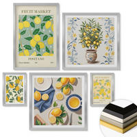WANDBILDER 5er Set - 50x50 cm & 20x30 cm & 40x60 cm Silberner Rahmen - Zitronenbäume in der Sonne - Silberfarben, Kunststoff (40/60cm) - ArtPrintCave