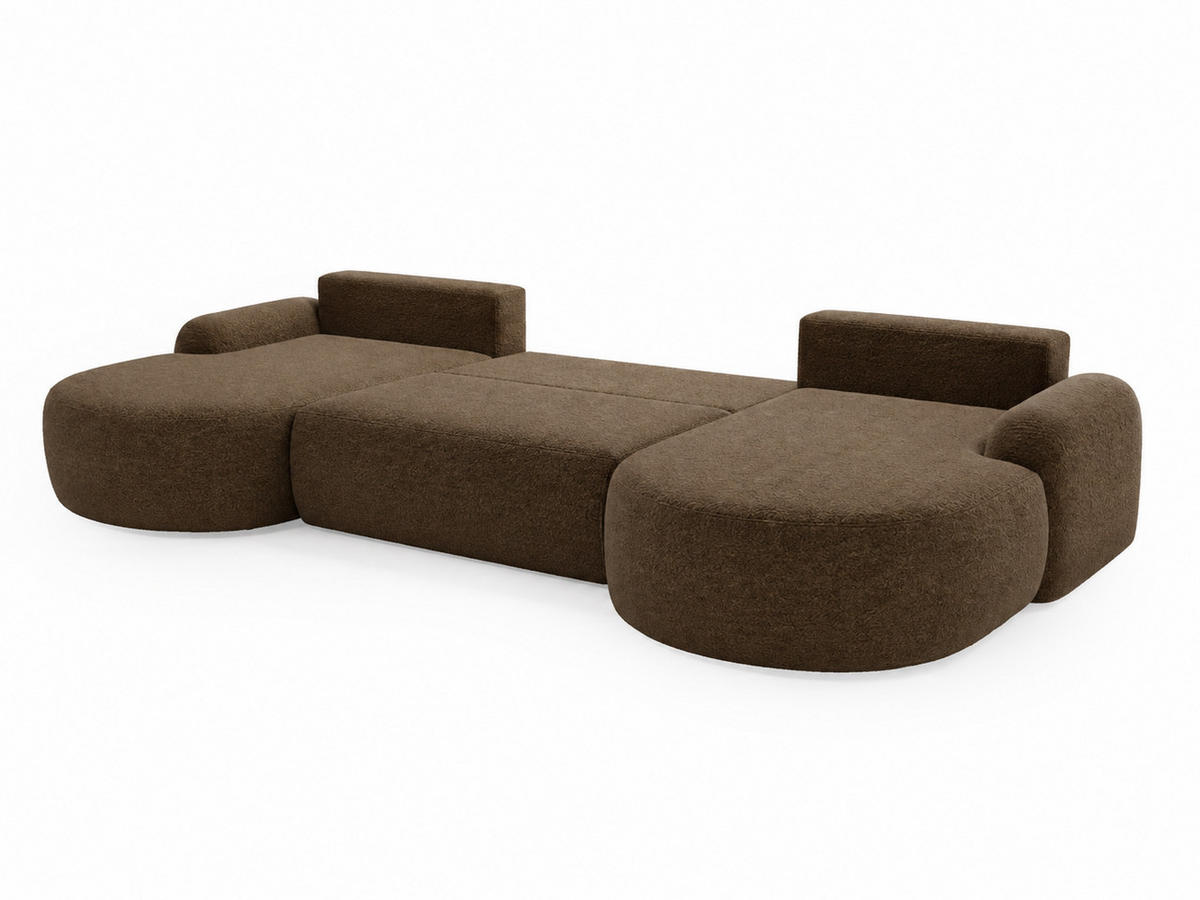 ECKSOFA Aurio U Bouclé-Stoff Braun - Schwarz/Braun, Kunststoff/Textil (347/177cm) - Graingold