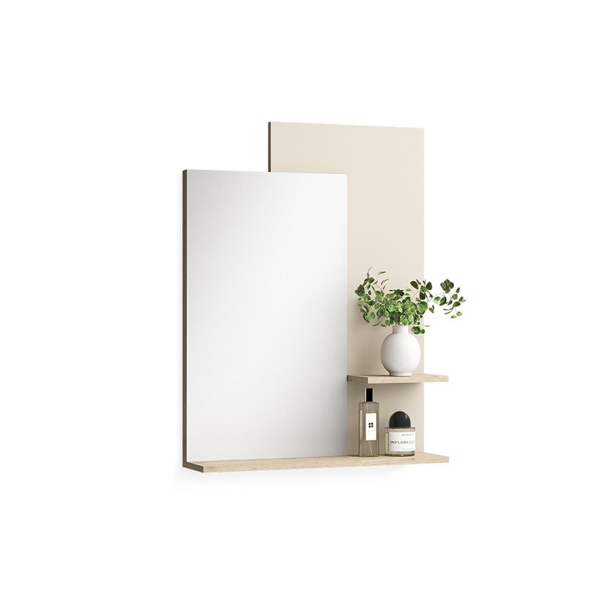 WANDSPIEGEL Puerto, Eiche/Cashmere, 70 x 90 cm - Kaschmir/Eichefarben, Holzwerkstoff (70/90/16.6cm) - Vicco