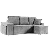 ECKSCHLAFSOFA Colby mit Schlaffunktion und zwei Hockern, universeller Ottomane, Grau - Grau, Textil (265/155cm) - Beautysofa