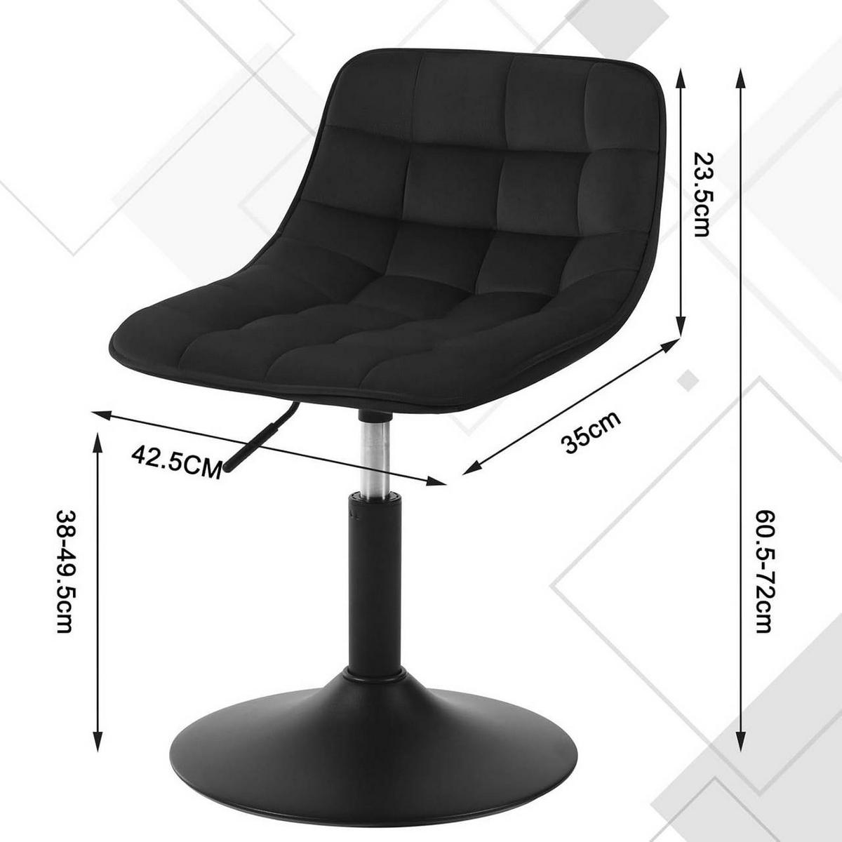 BARHOCKER Mehrzweck 360° Schwenken Samt, Schwarz - Schwarz, Textil/Metall (42.5/72/45cm) - Woltu