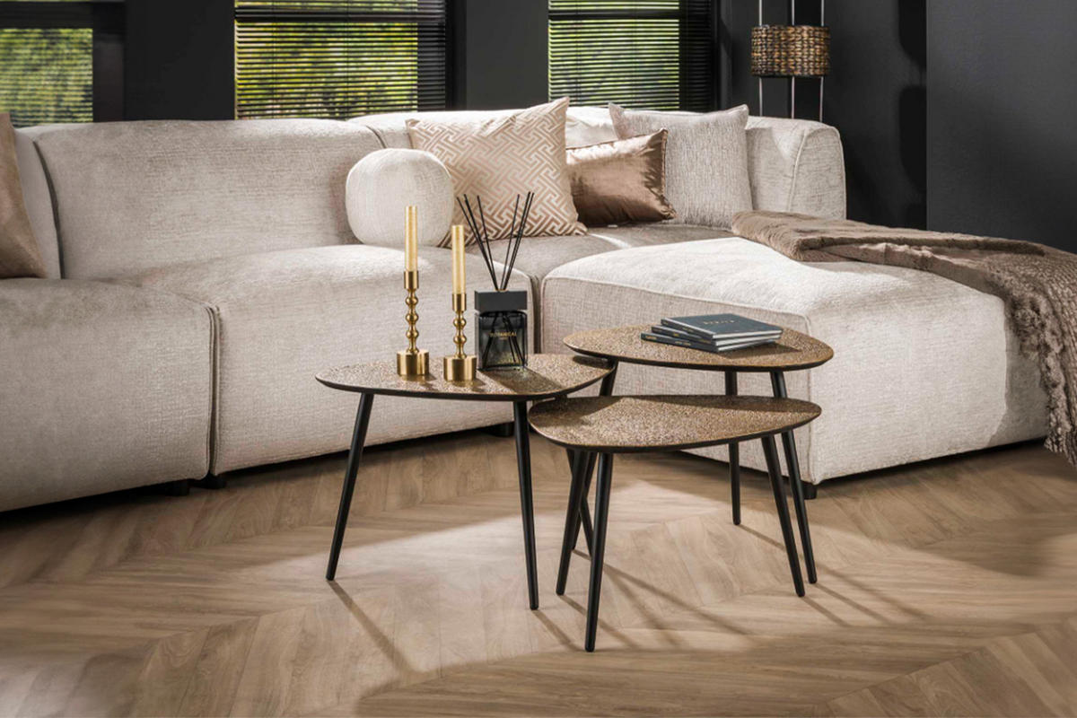 COUCHTISCH-SET LAUCA Bronze Metall - Schwarz/Bronzefarben, Metall (54/48/43cm) - KAWOLA