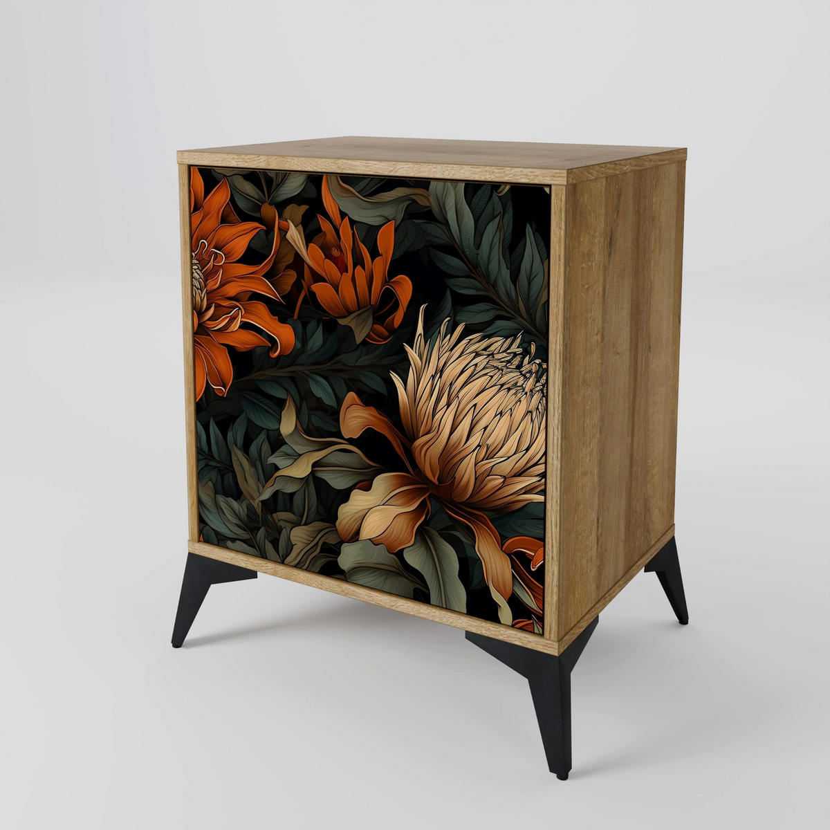 SIDEBOARD DAWN BLOOM, Eichefarben, 57,5x42x75,5 cm, Goldfarbene Metallfüße - Eichefarben/Goldfarben, Holzwerkstoff/Metall (57.5/75.5/42cm) - SpaceRebels