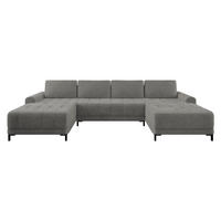 WOHNLANDSCHAFT Aris XL - Schwarz/Grau, Holz/Textil (337/92/168cm) - MIRJAN24