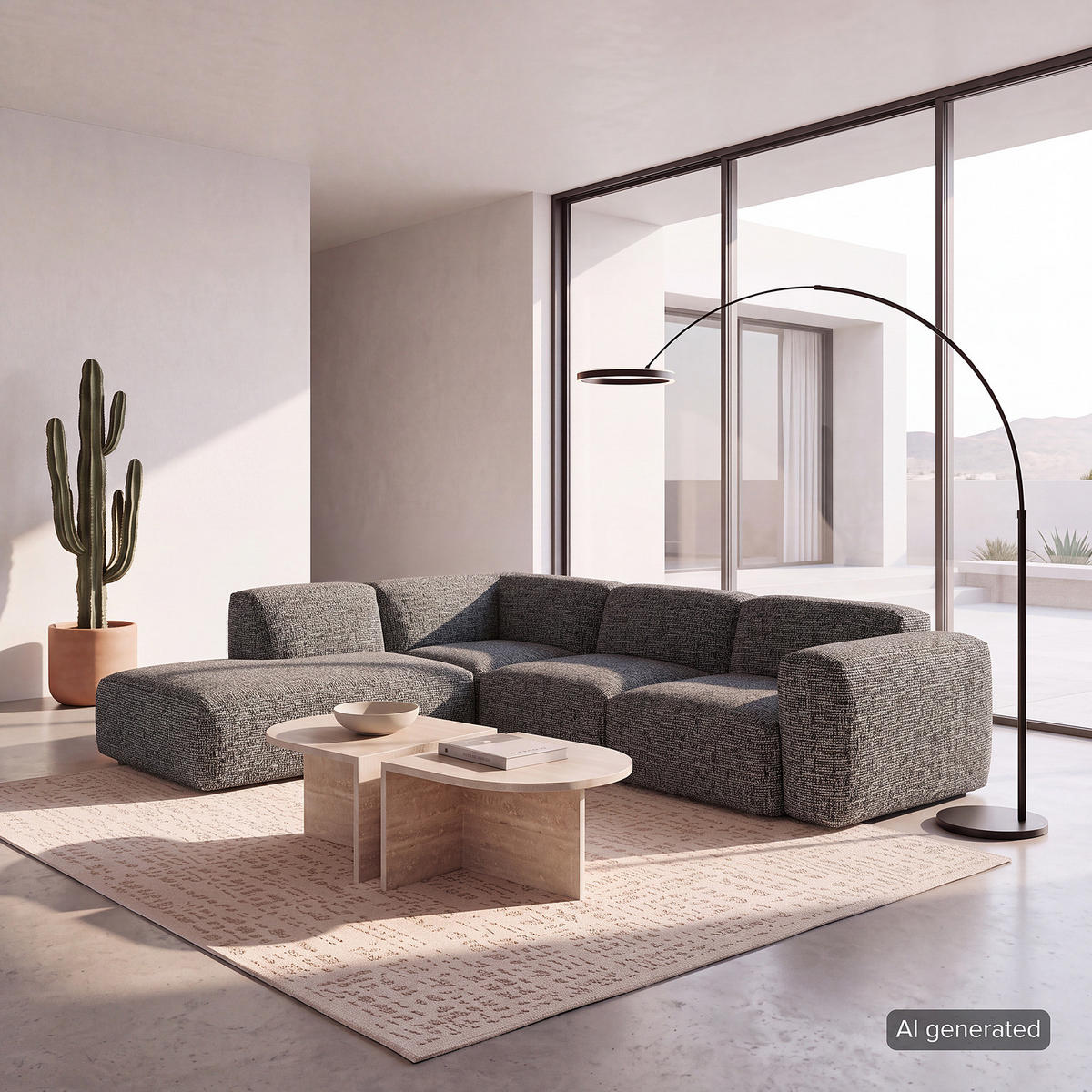 3-SITZER ECKSOFA mit Recamiere - Schwarz/Grau, Kunststoff/Textil (295/231cm) - home24
