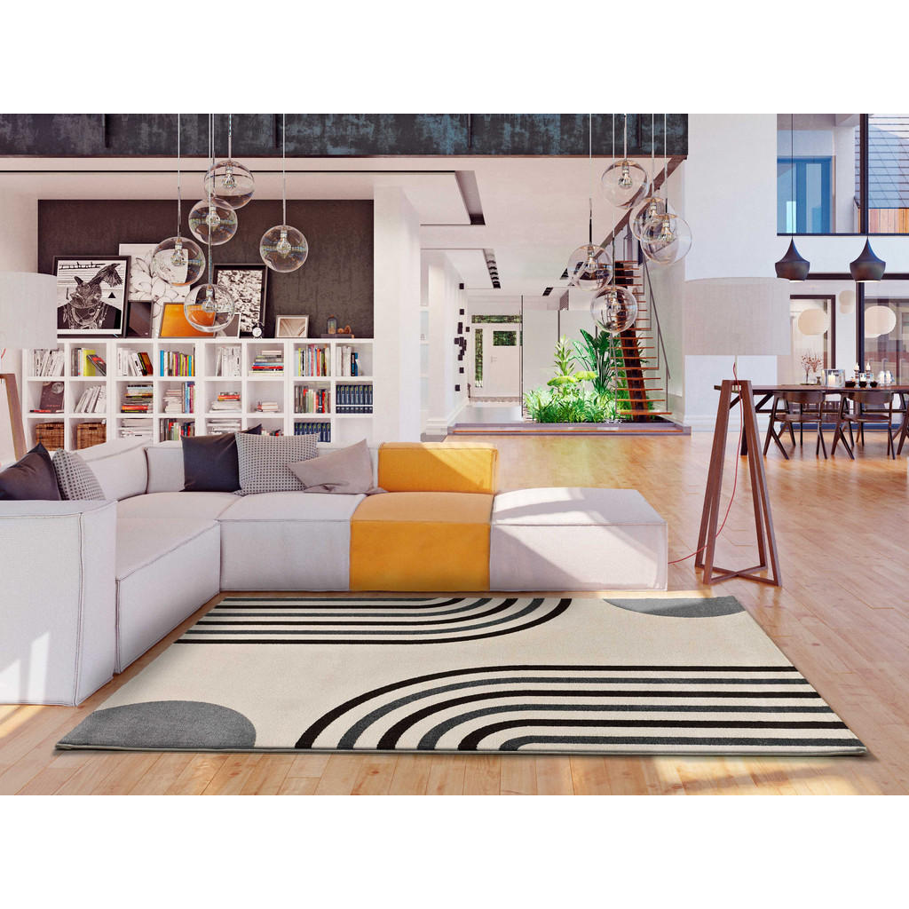 Thumbnail - Atticgo Webteppich, Weiß, Grau, Textil, Kunstzeichnung, Rechteckig, 140x200 cm, Oeko-Tex® Standard 100, antistatisch, Te...