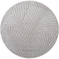 TEPPICH Outdoor, Fußbodenheizung-geeignet, mit Blattmotiv, ENGADIN in Silbergrau, Ø 200 cm - Grau, Textil (200/200cm) - KADIMA DESIGN
