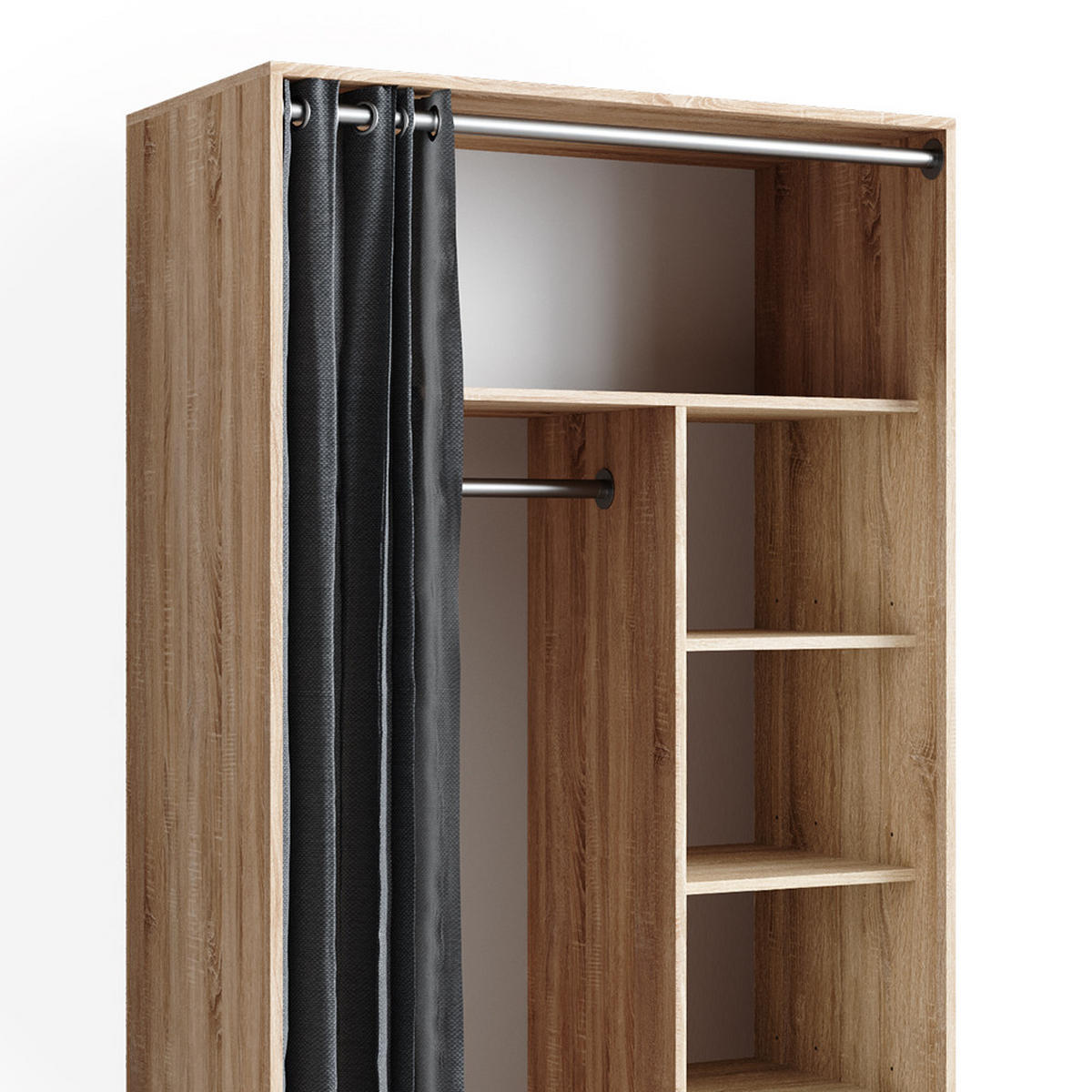 KLEIDERSCHRANK Doros Sonoma 100 x 168 cm offen, mit Rollen - Sonoma Eiche, Holzwerkstoff (100/168/50cm) - Vicco