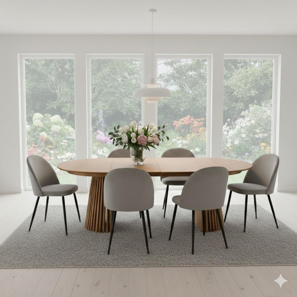 TISCHGRUPPE Natur - Honigeiche/Grau, Holzwerkstoff/Textil (120/75/120cm) - ebuy24