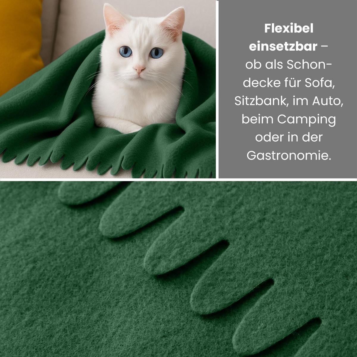FLEECEDECKE WAVE 16er Set grün 120/160 cm Wellenrand Anti-Pilling - Grün, Textil (120/160cm) - wometo