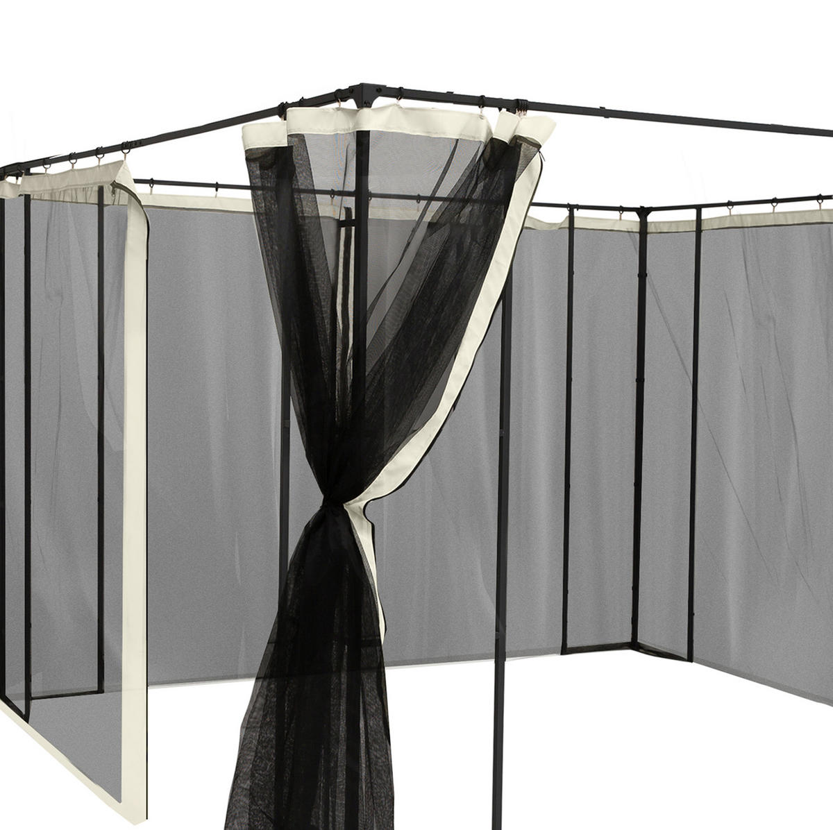 PAVILLON-MOSKITONETZ 300/400 cm schwarz aus Polyester mit Reißverschluss - Schwarz, Textil (207/1/352cm) - OKWISH