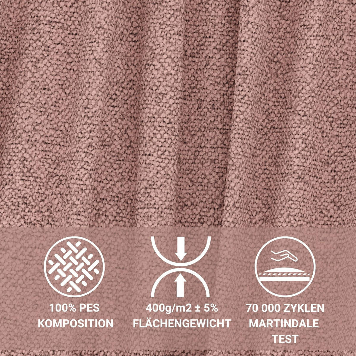 ECKSOFA MIT SCHLAFFUNKTION Peebles Rosa Webstoff - Chromfarben/Pink, Holz/Holzwerkstoff (256/175cm) - Maison de Reve