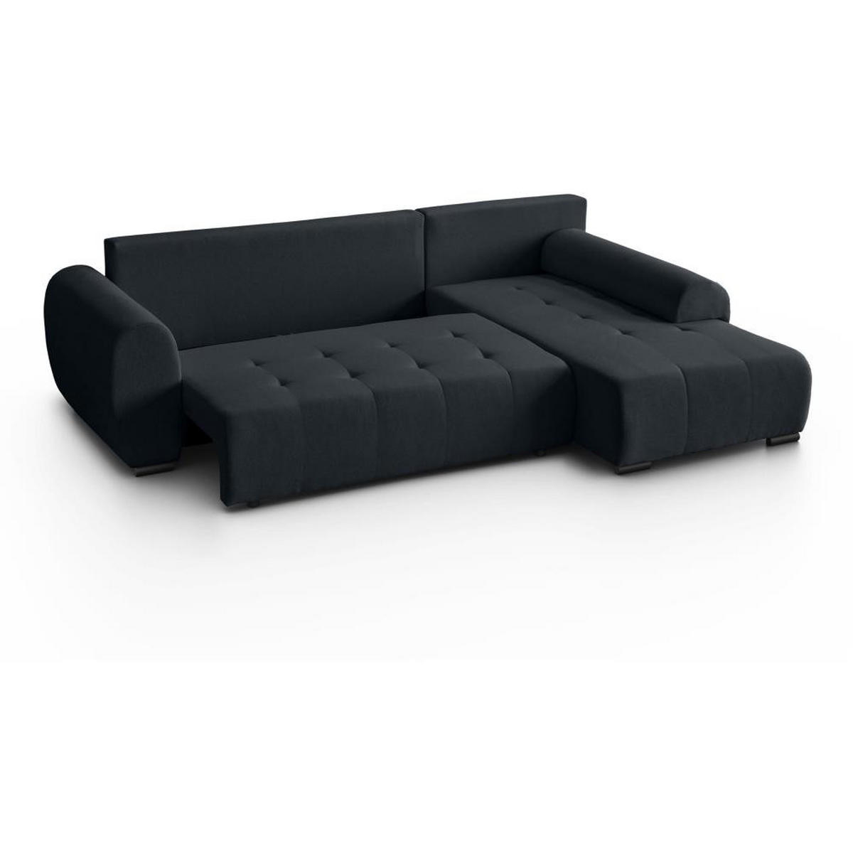 ECKSCHLAFSOFA Diana mt Bettkasten schwarz rechts - Schwarz, Textil (255/175cm) - Beautysofa