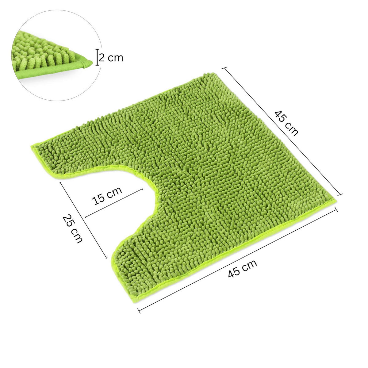 BADEMATTE MIT WC AUSCHNITT PARIS - Grün, Textil (45/45cm) - WohnDirect