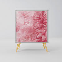 SIDEBOARD SWEET TROPICS, Grau, 57,5x42x75,5 cm, Goldfarbene Metallfüße - Goldfarben/Multicolor, Holzwerkstoff/Metall (57.5/75.5/42cm) - SpaceRebels