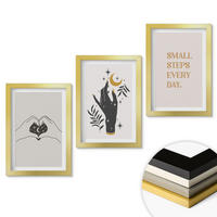 WANDBILDER 3er Set - 20x30 cm Goldrahmen - Minimalistische Boho-Illustrationen - Goldfarben, Kunststoff (20/30cm) - ArtPrintCave