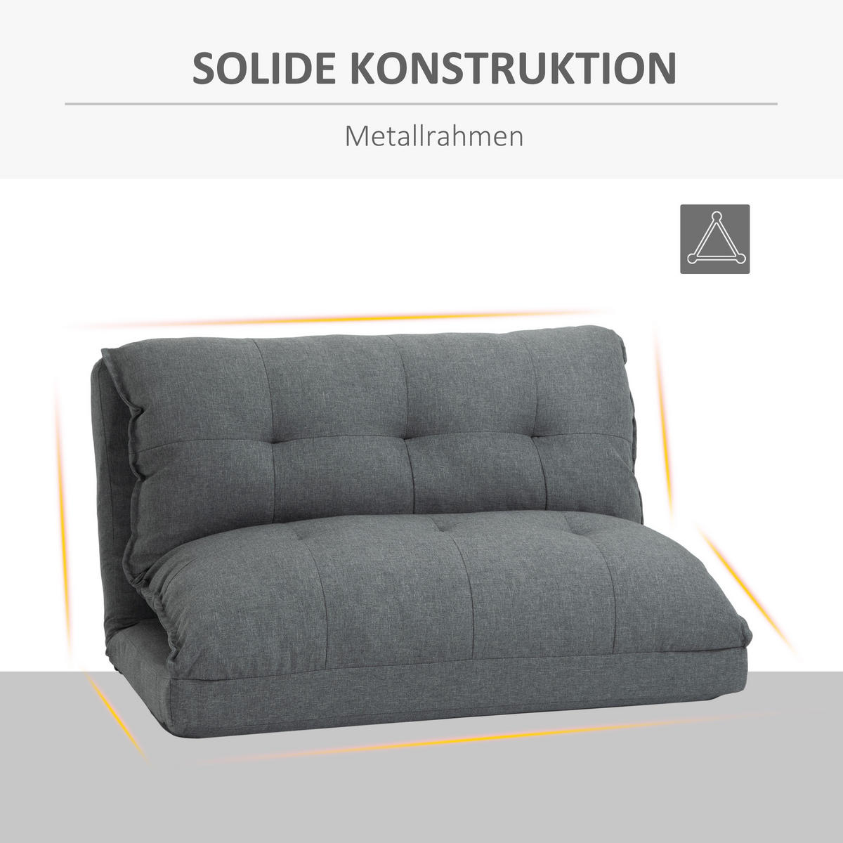 BODENSTUHL 2-in-1 Bodensessel Bett mit Rückenlehne 13 Positionen Verstellbar - Grau, Metall (71/54/100cm) - HOMCOM
