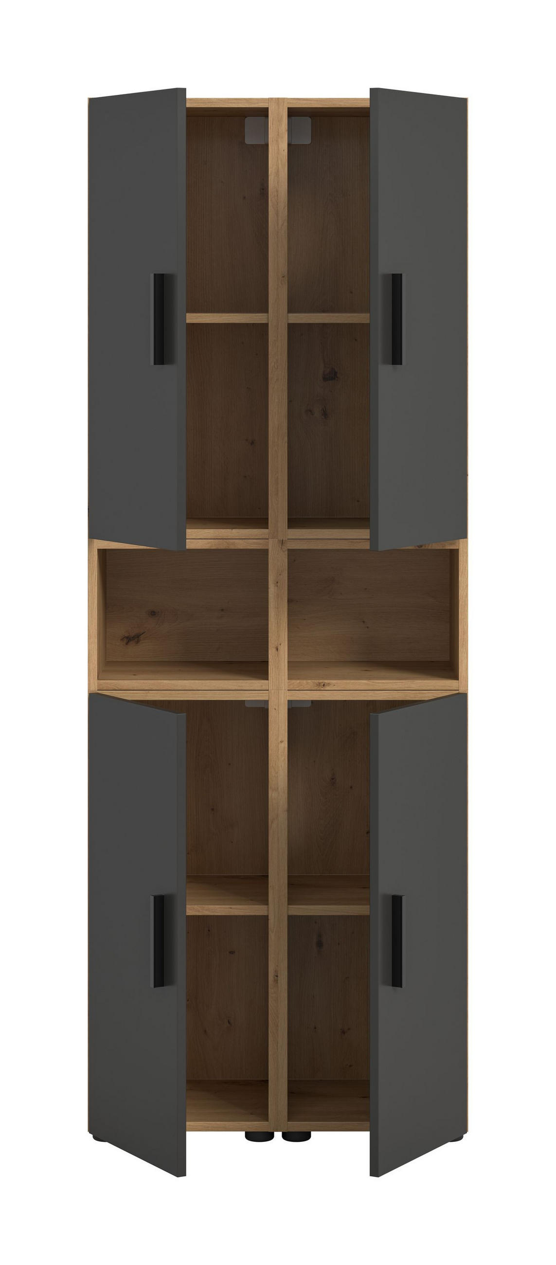 WOHNKOMBINATION THE ONE (B/H/T: ca. 65/178/34 cm) in Artisan Oak Nachbildung/Basalt grau - Eiche Artisan, Holzwerkstoff (65/178/34cm)