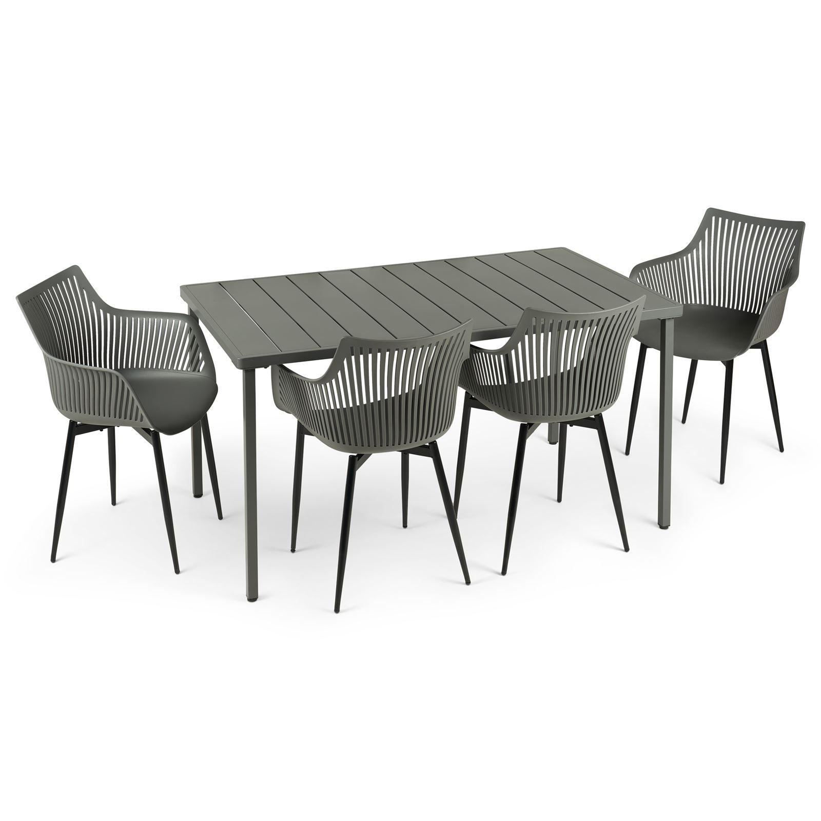 GARTENMÖBEL SET VIOLETTA 5ER SET GRAU - Grau, Metall - IDIMEX