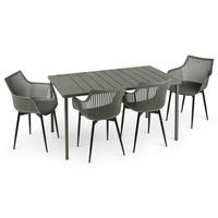 GARTENMÖBEL SET VIOLETTA 5ER SET GRAU - Grau, Metall - IDIMEX