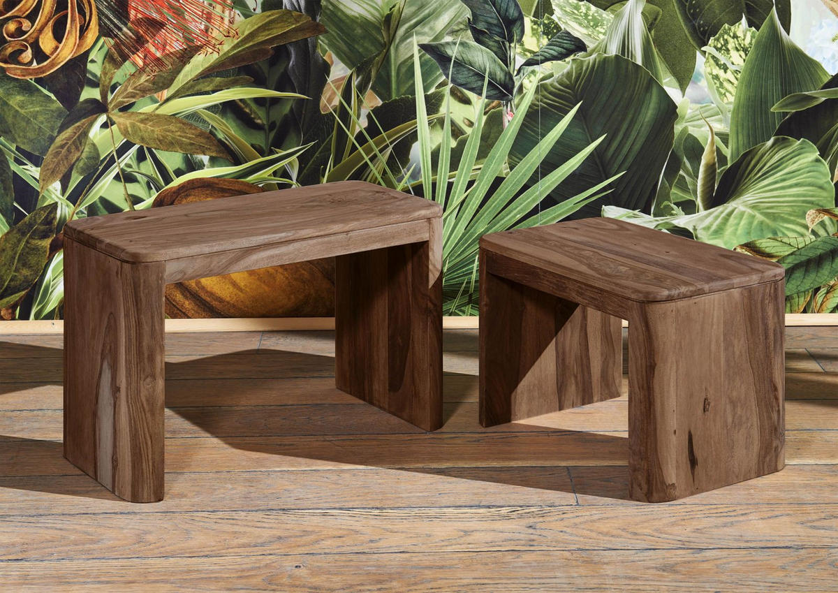 BEISTELLTISCH Sheesham 59x30x41 rot-braun gebeizt TORONTO #144 - Dunkelbraun, Holz (30/59/41cm) - Massivmoebel24