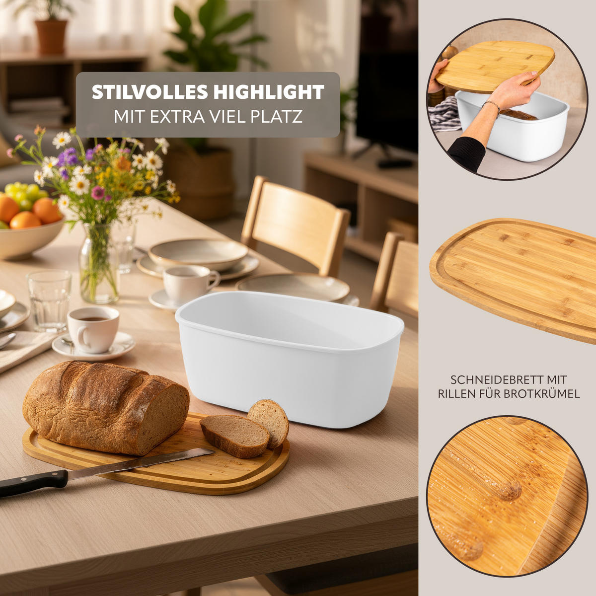 BROTKASTEN, weiß - Weiß, Kunststoff (22.5/13.5/37cm) - bremermann