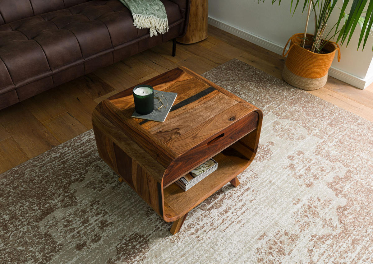 COUCHTISCH Sheesham 60x50x50 dunkelbraun lackiert MAILAND #230 - Dunkelbraun, Holz (60/50/50cm) - Massivmoebel24