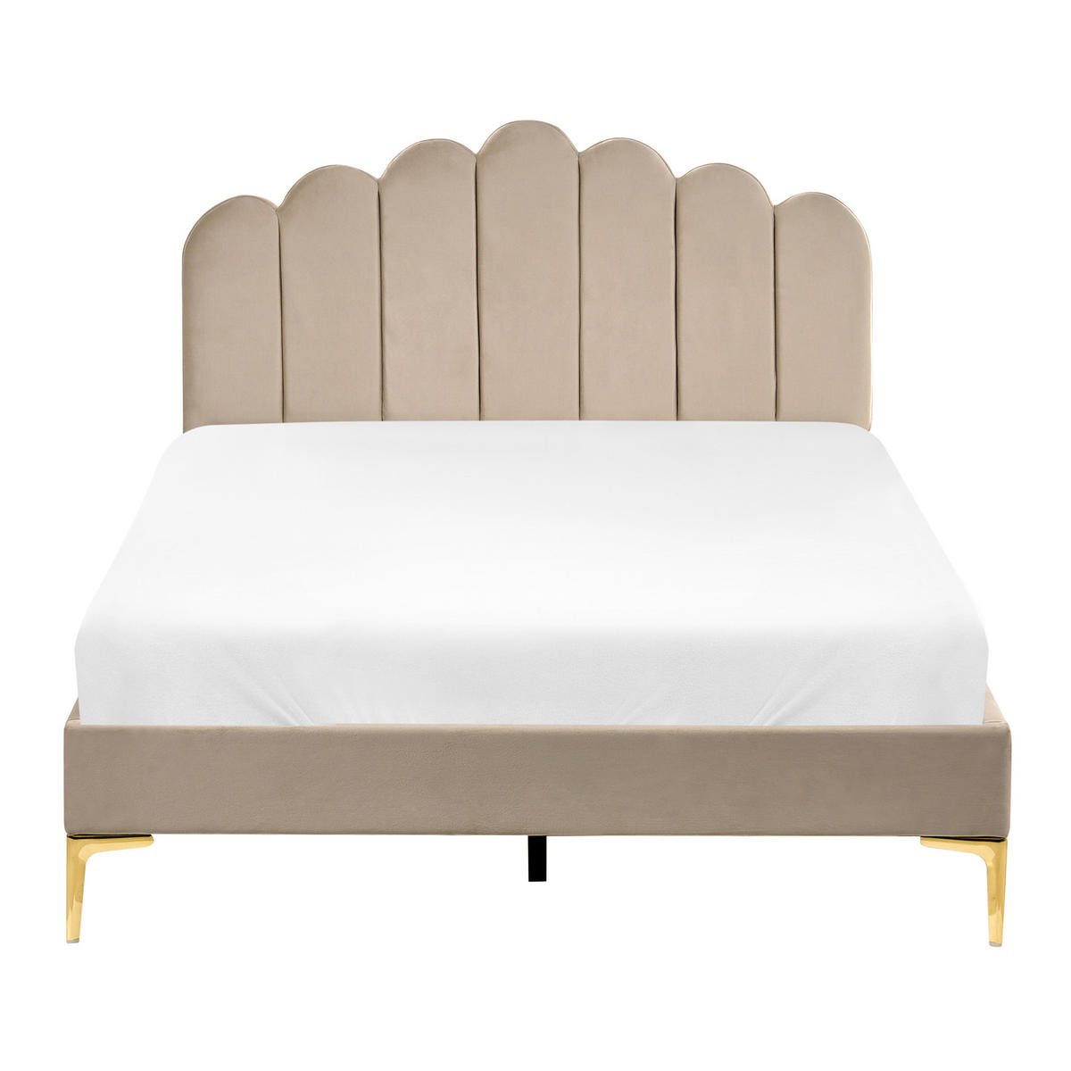 BETT mit Lattenrost 120/200 Samtstoff Taupe Sauvian - Taupe, Textil (120/200cm) - Beliani