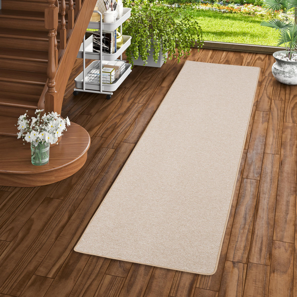 FEINSCHLINGEN VELOUR LÄUFER TEPPICH STRONG - Beige, Textil (80/320cm) - Snapstyle