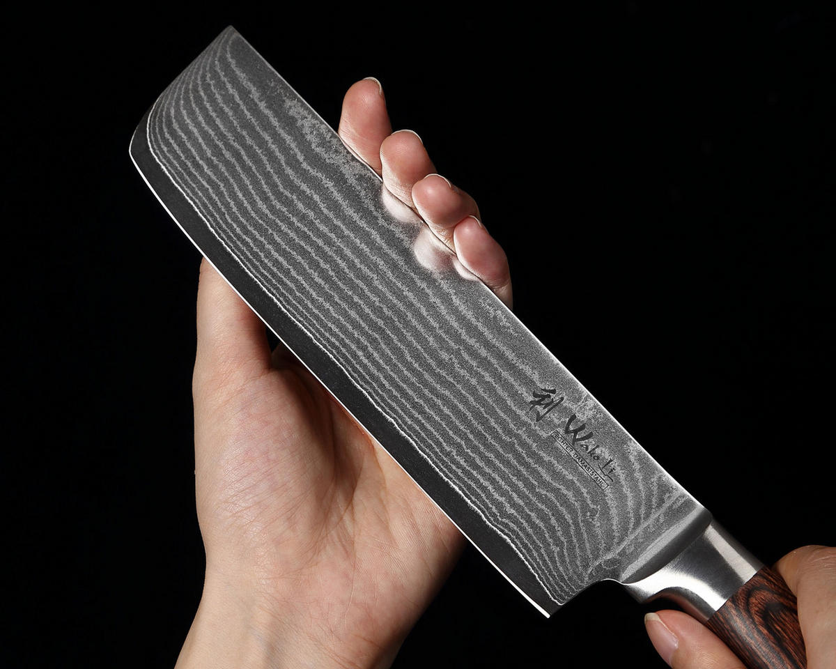 NAKIRI Messer Damastmesser I EDIB - Braun, Holz/Metall (30cm) - Wakoli