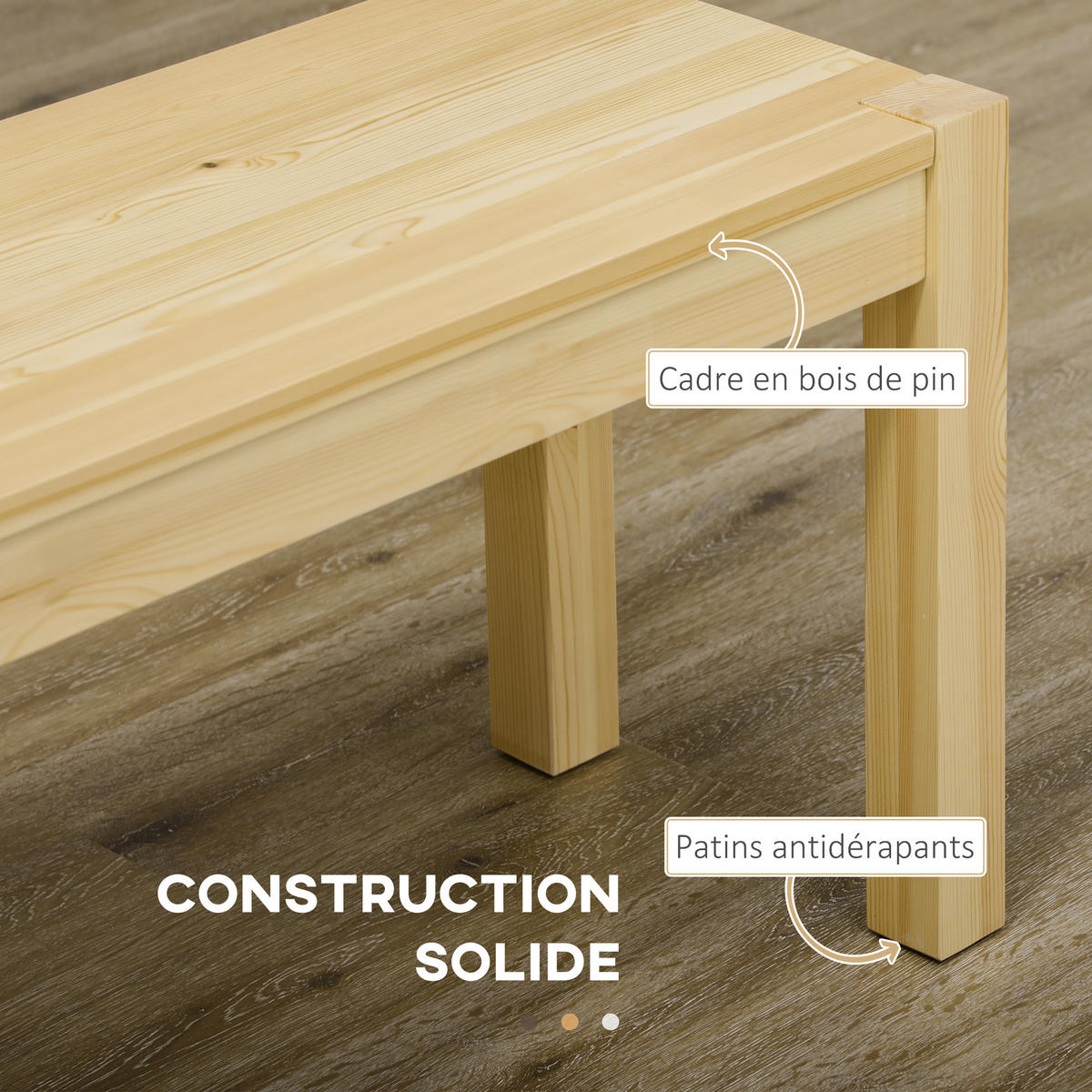 SITZBANK 3-Sitzer DE-13324 Massivholz mit natürlichem Finish Natur - Naturfarben, Holz (150/45/33cm) - ComfortXL