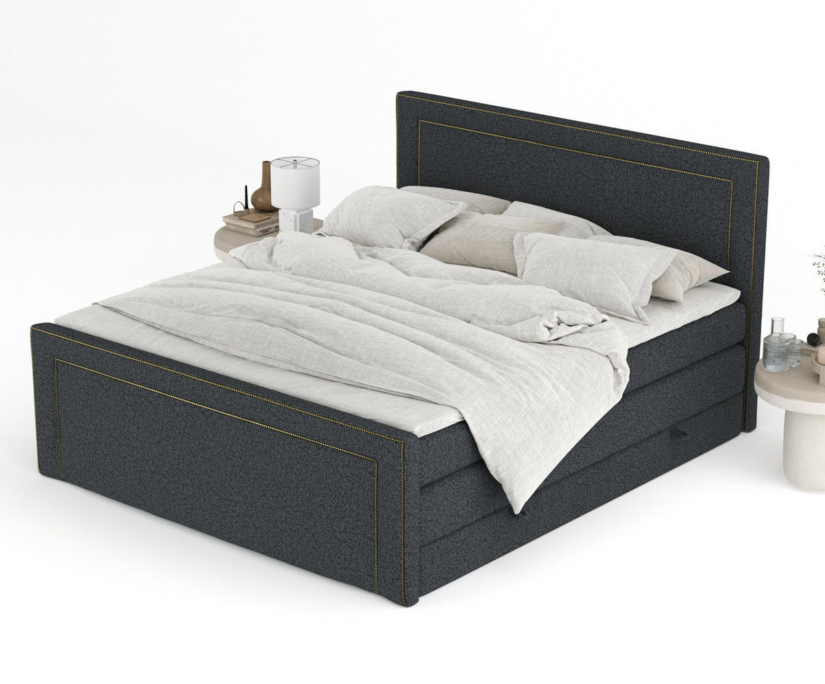 BOXSPRINGBETT Luxora Schwarz 160/200 cm - Schwarz, Holz/Holzwerkstoff (160/200cm) - Maison de Reve