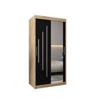 SCHWEBETÜRENSCHRANK 200/100/62 2-türig - Silberfarben/Schwarz, Holz/Kunststoff (100/200/62cm) - Abiks Möbel