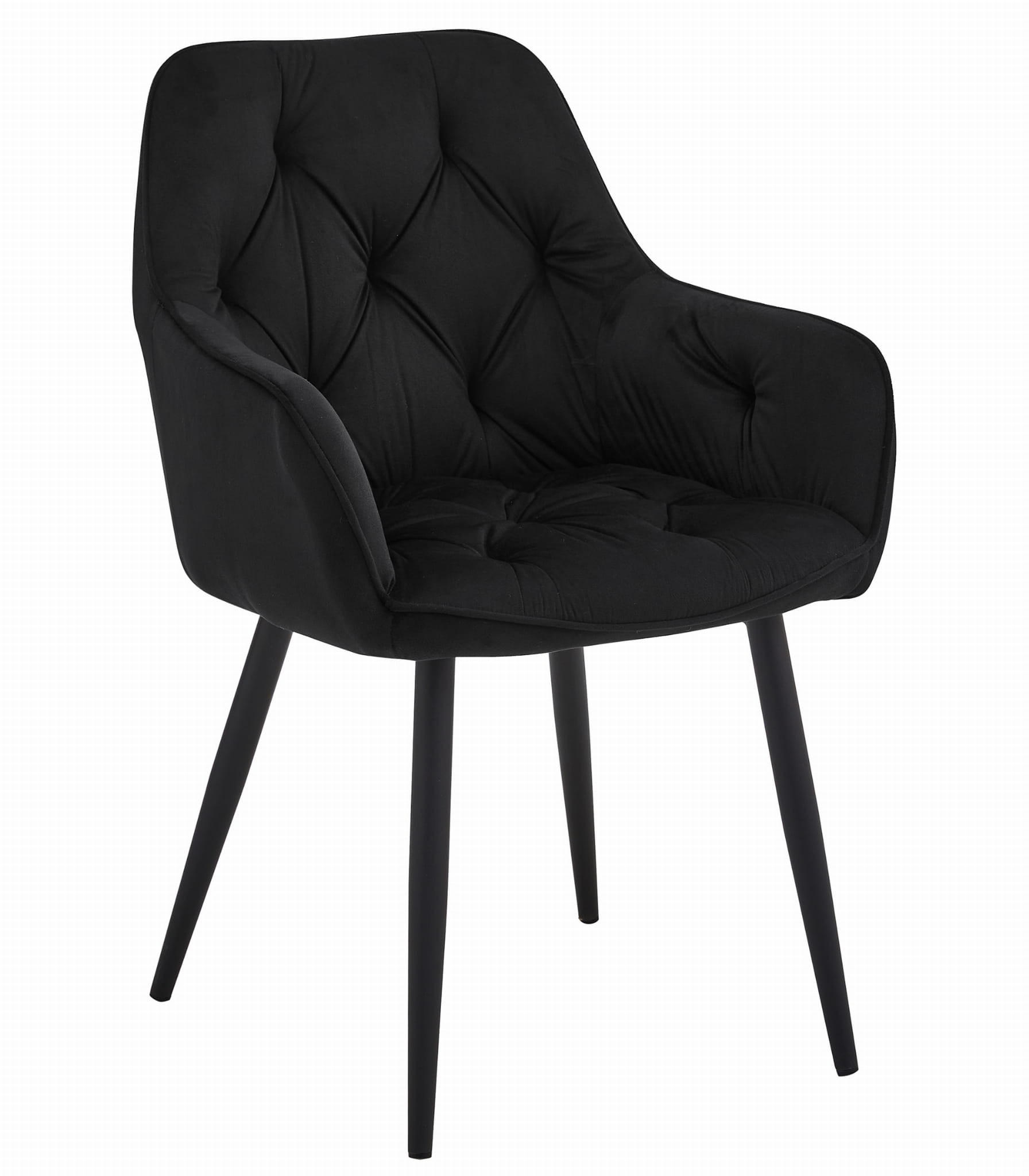 STUHL IRGOLI 1 Stück, Schwarz, Schwarz, mit Samtstoff gepolstert - Schwarz, Textil/Metall (56/84/62cm) - Komodee