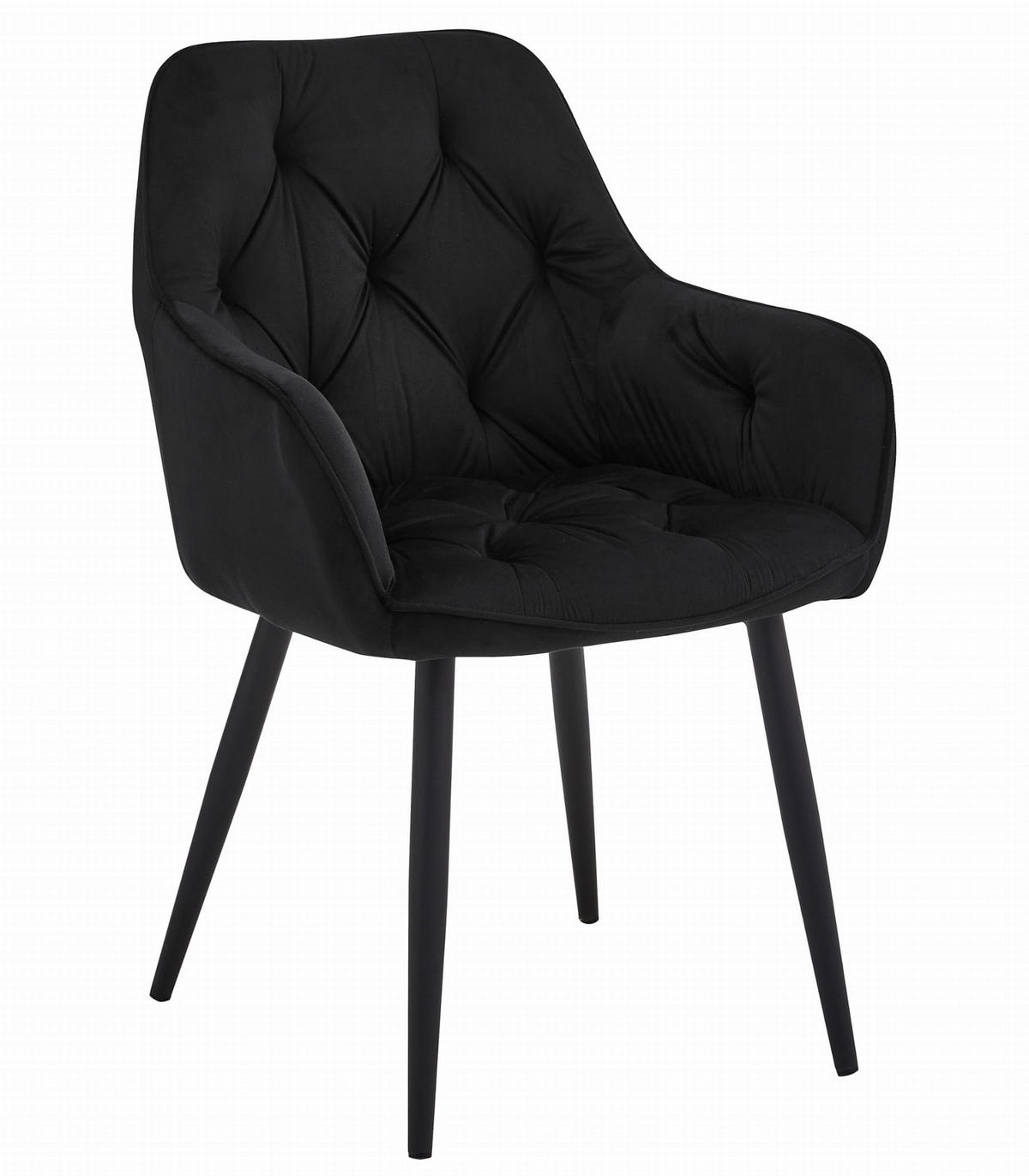 STUHL IRGOLI 1 Stück, Schwarz, Schwarz, mit Samtstoff gepolstert - Schwarz, Textil/Metall (56/84/62cm) - Komodee