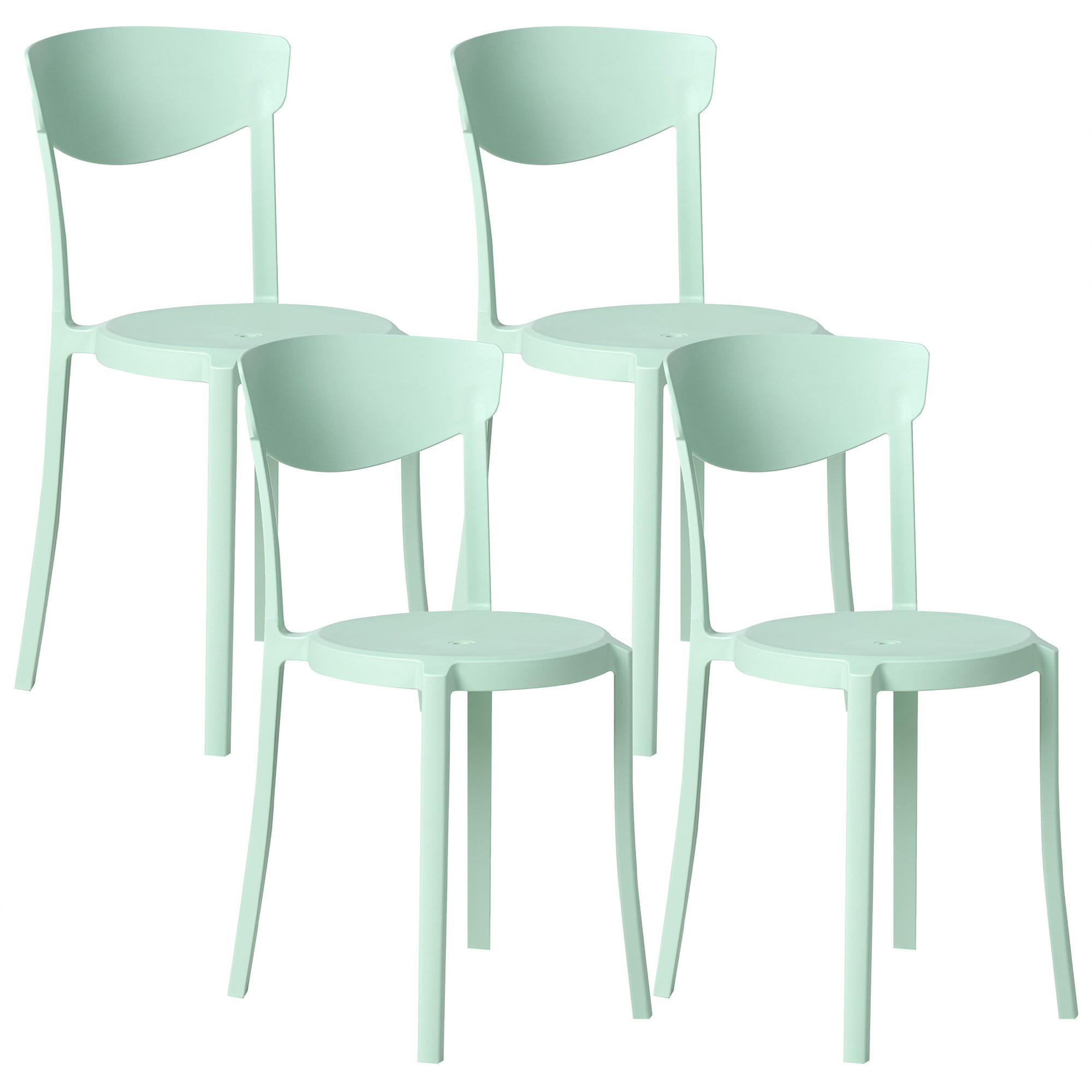 GARTENSTUHL 4er-Set Mintgrün Vieste - Mintgrün, Kunststoff (42/80/38cm) - Beliani