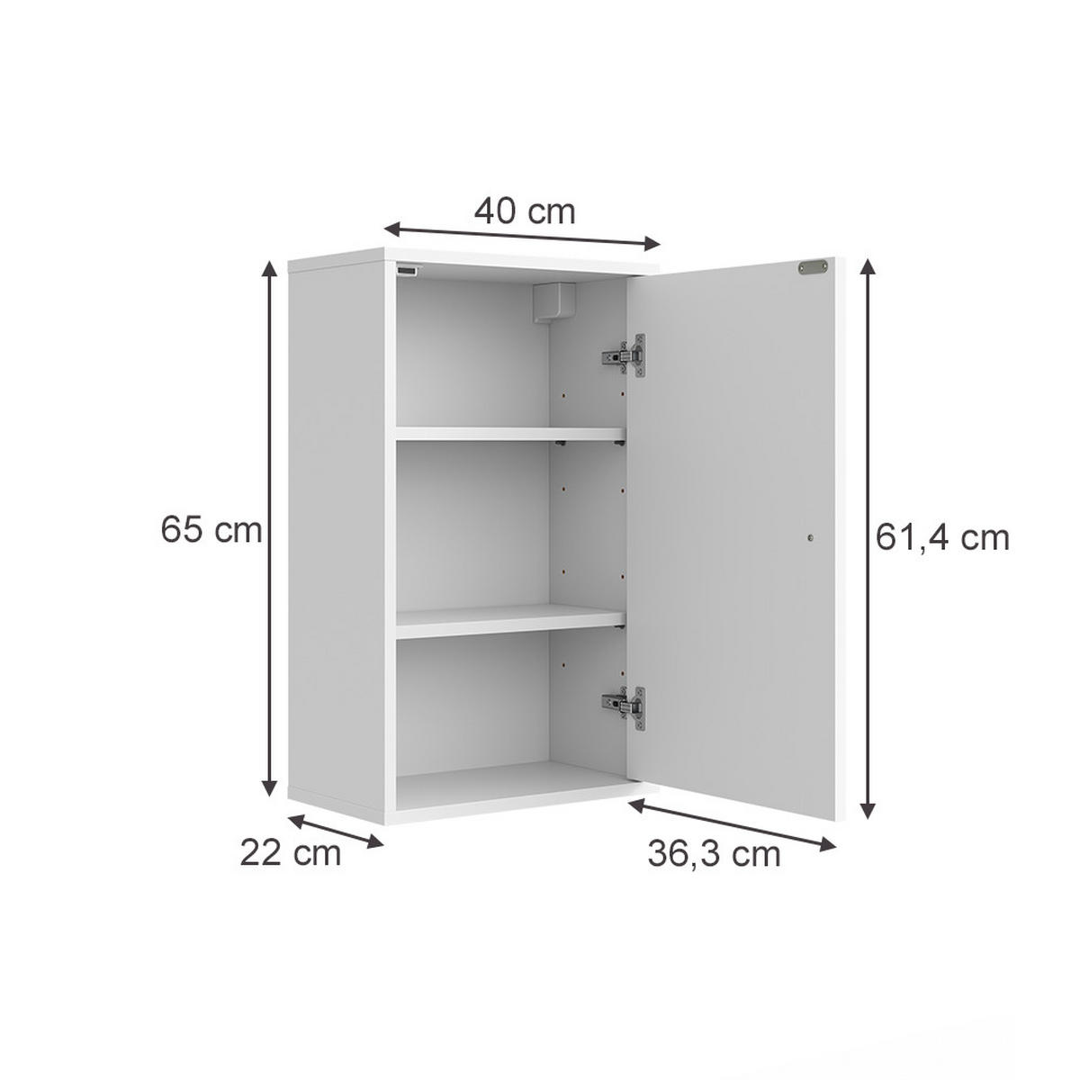 SKŘÍŇKA DO KOUPELNY Eliza Bílá - bílá, kompozitní dřevo (40/65/22cm) - Vicco