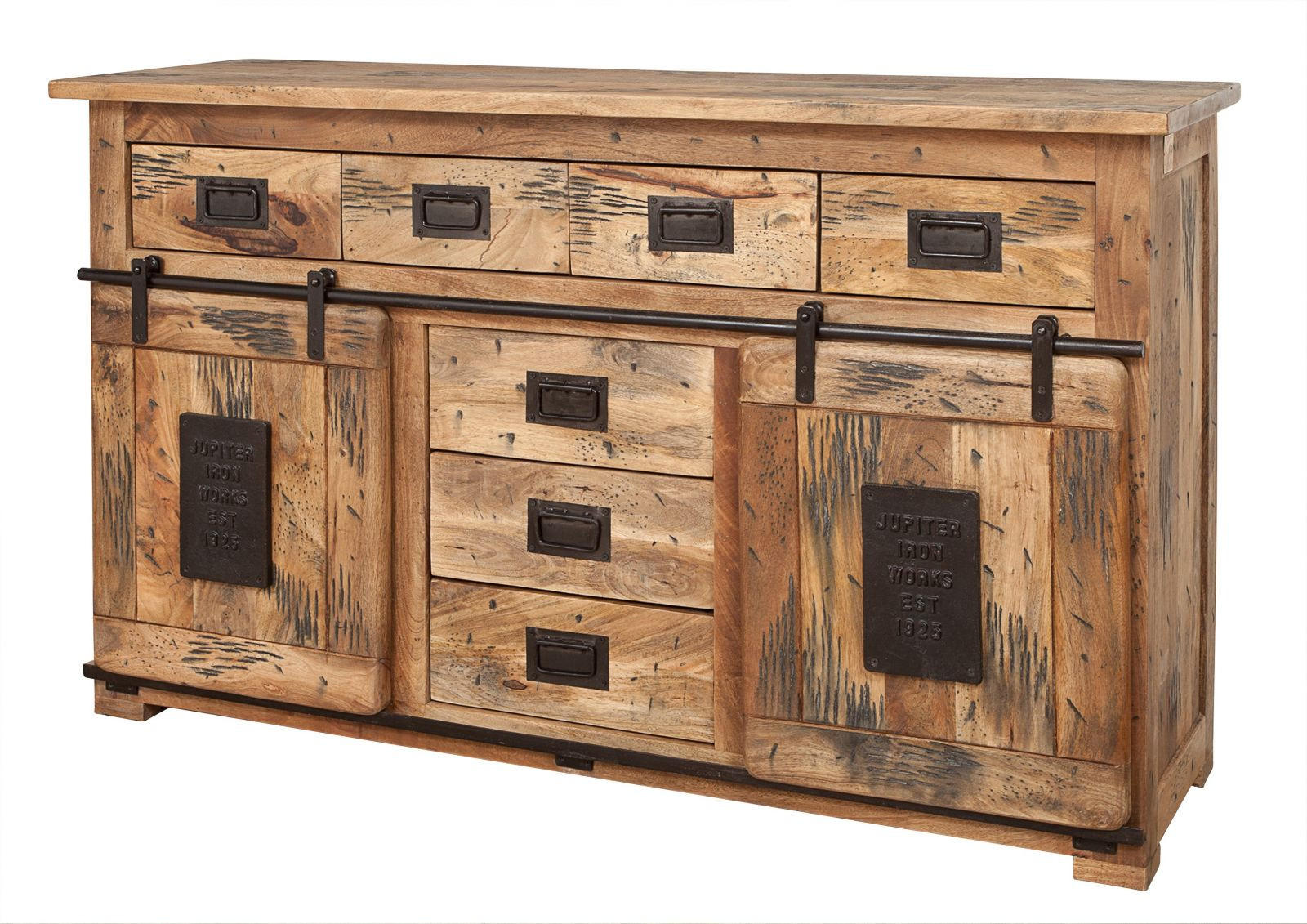 SIDEBOARD Mango 150x45x90 natur lackiert RAILWAY #119 - Braun, Holzwerkstoff (150/90/45cm) - Massivmoebel24