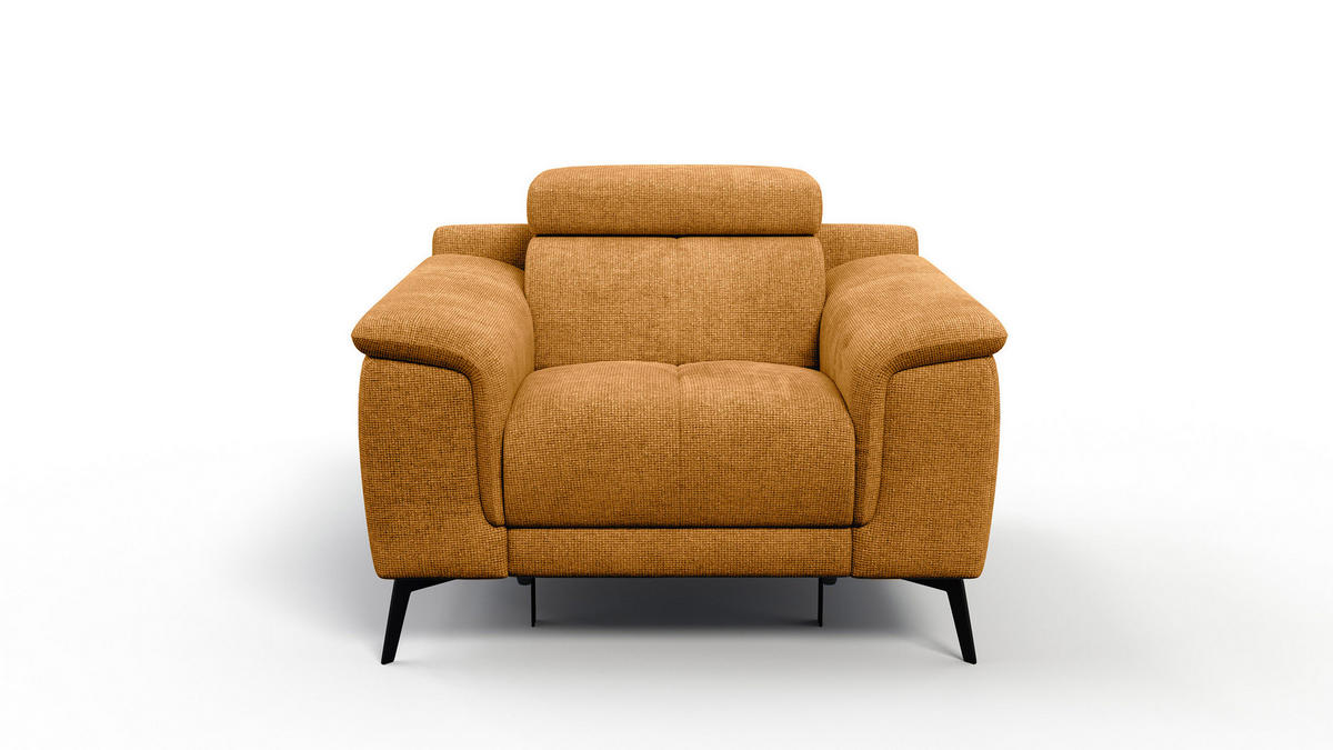 SESSEL FIERO mit Relaxfunktion, orange - Schwarz/Orange, Holzwerkstoff/Textil (114/82/103cm) - Courtois Laville